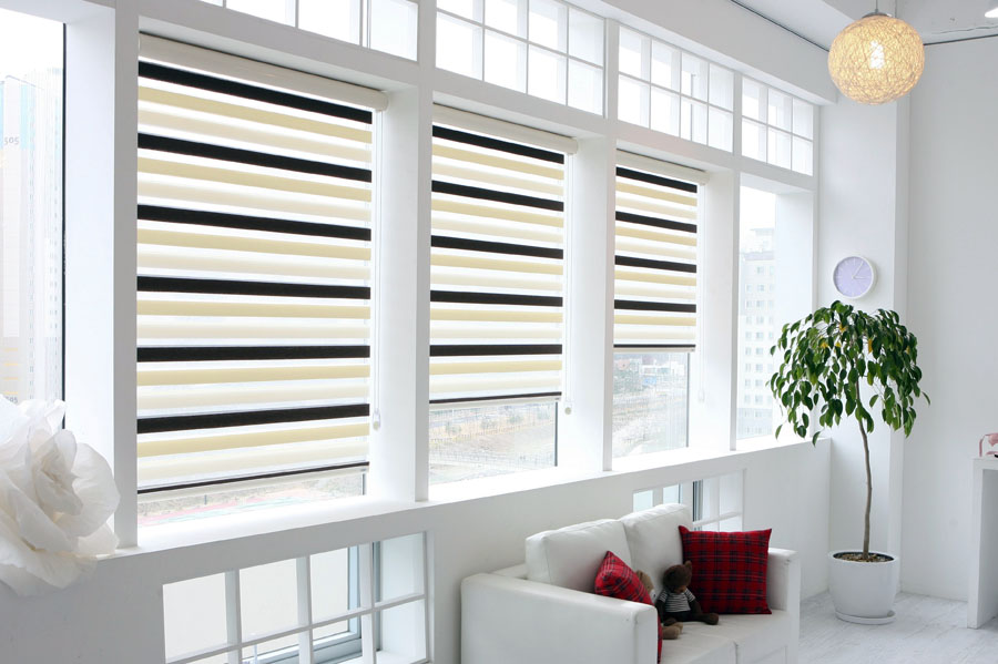 Великі вікна з рулонними шторами