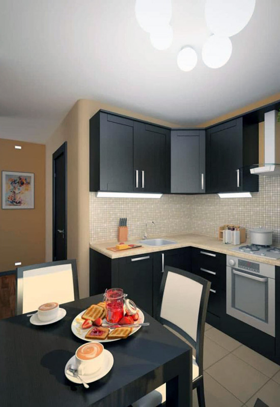 Красивая отделка кухни маленьких размеров