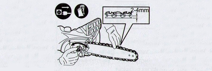 Натяжка ланцюга на електричній пилці