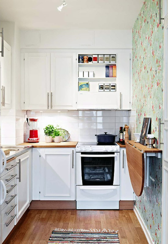 Оздоблення світлої кухні маленьких розмірів