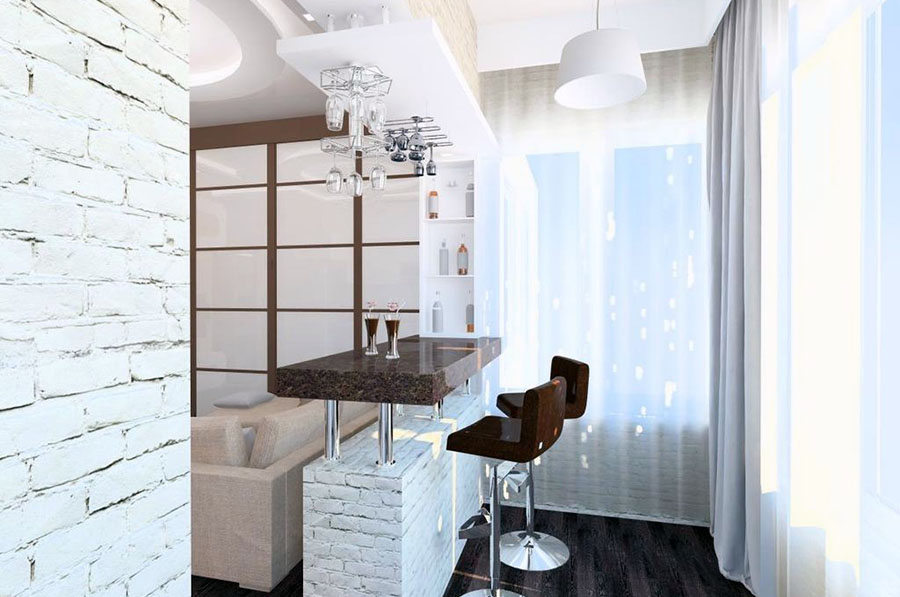 Барна стійка у перегородці кімнати