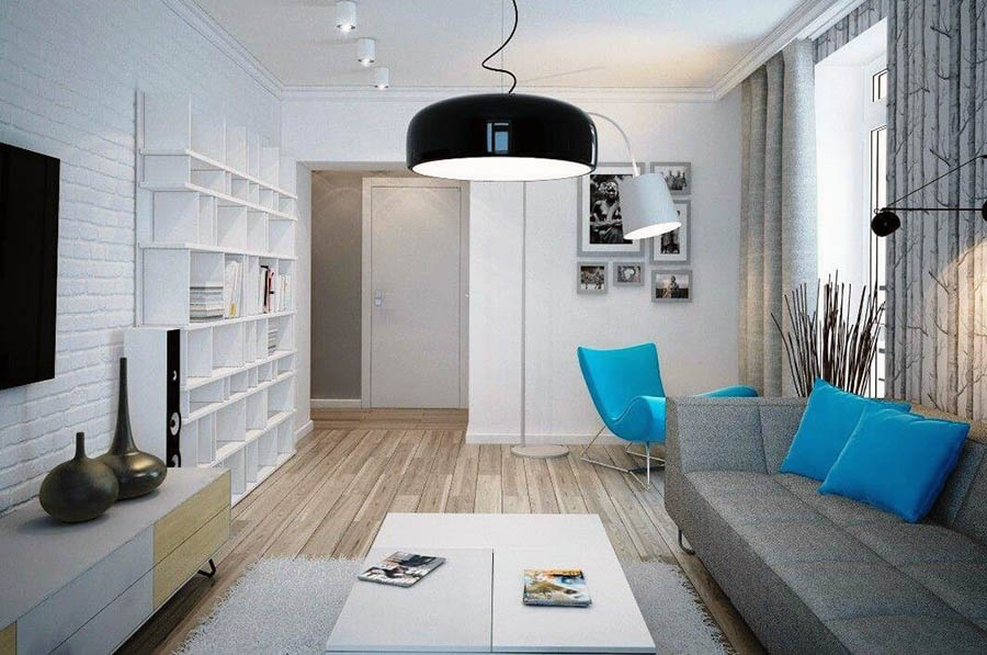 Гостьова кімната з центральним та додатковим освітленням