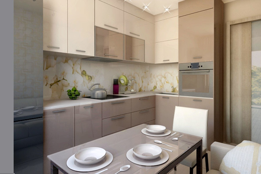 Розміщення меблів на маленькій витягнутій кухні