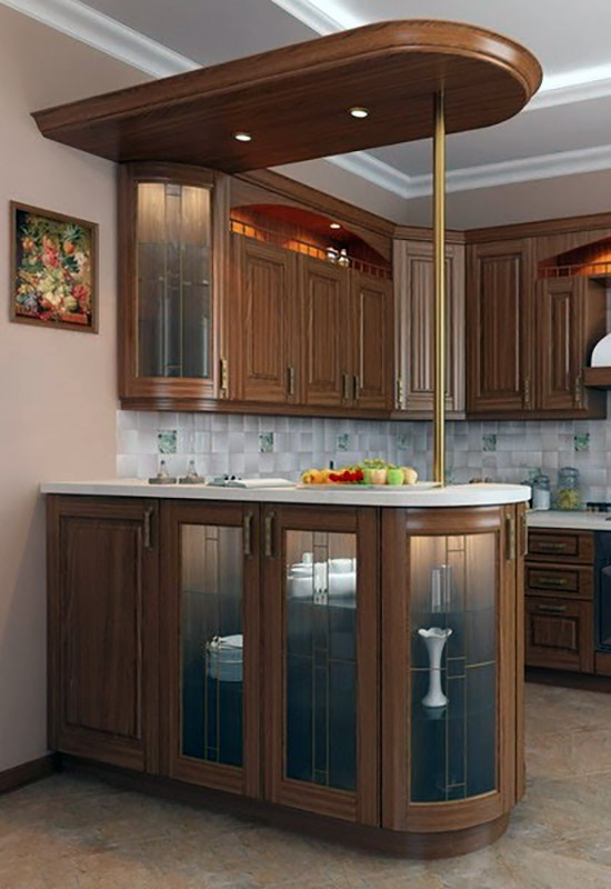 Барная стойка классического типа на кухне