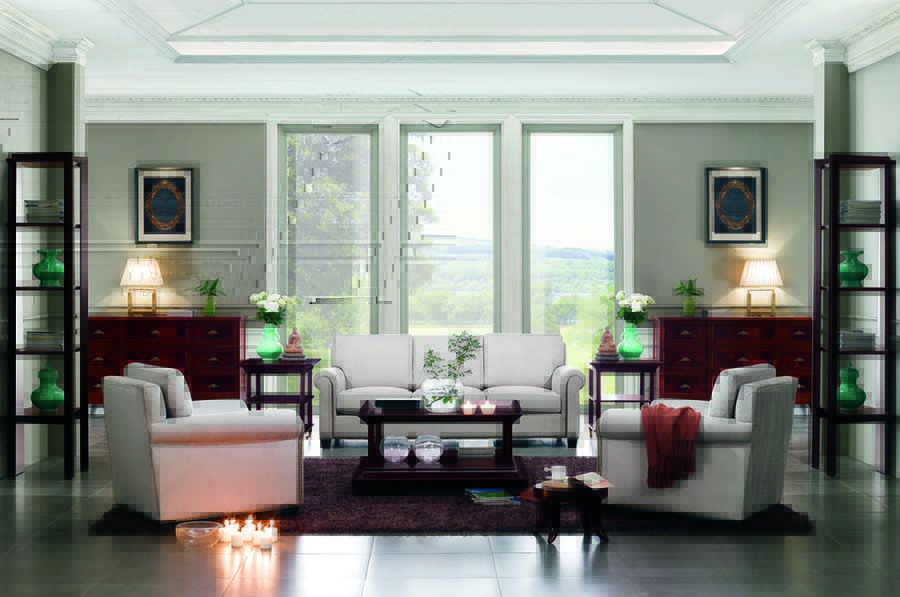 Хорошее сочетание мебели для светлого зала