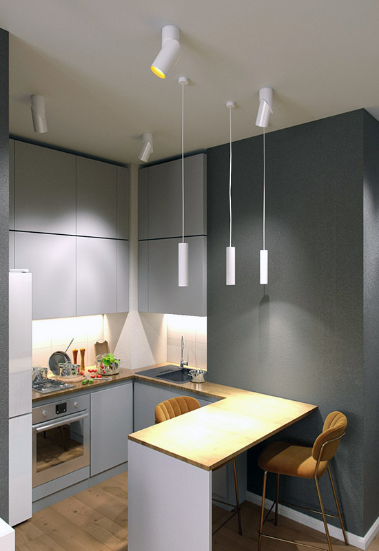 Компактная барная стойка на маленькой кухне