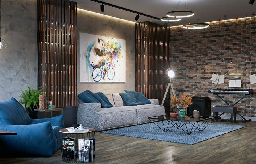 Приклад вдалого освітлення у дизайні вітальні