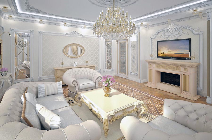 Роскошная гостевая комната с классическим интерьером