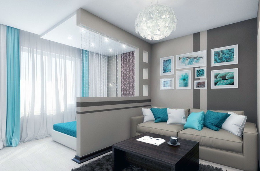 Зонування кімнати за допомогою невисокої перегородки