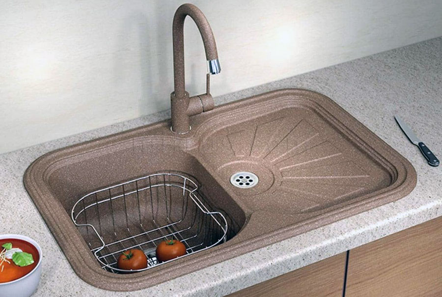 Прямокутна коричнева мийка для кухні