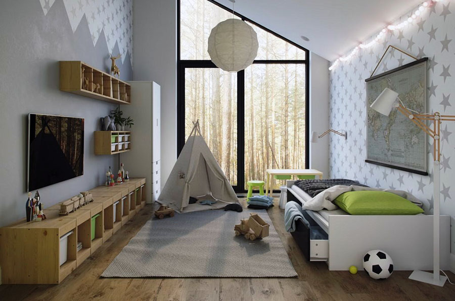 Дитяча кімната на мансарді у будинку