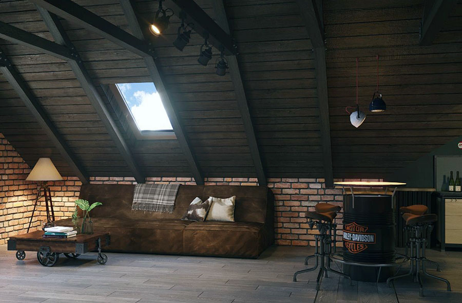 Дизайн у стилі лофт на мансарді