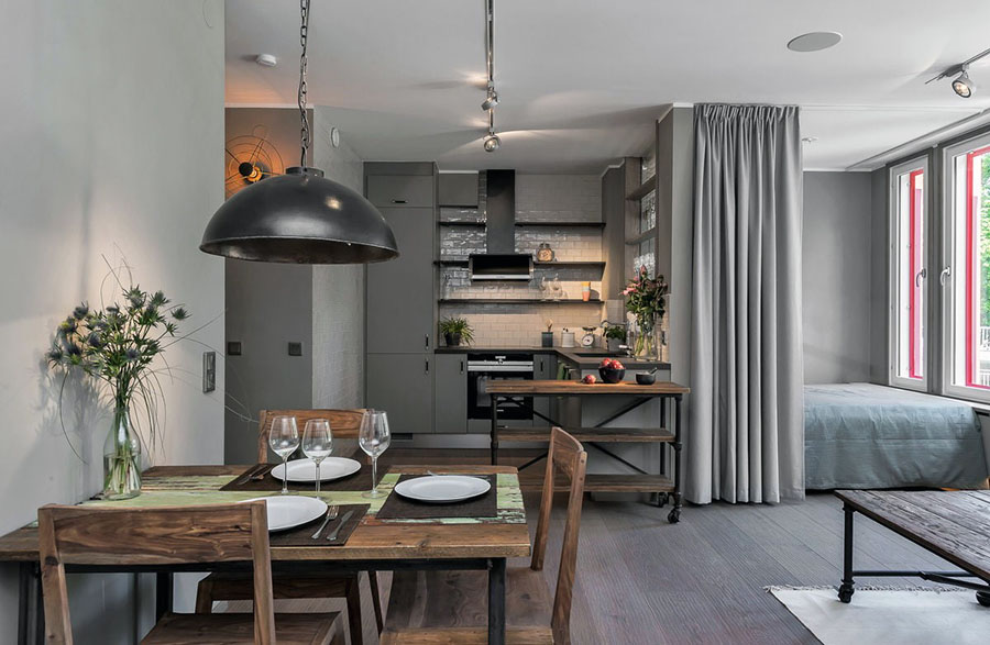 Гарне оформлення та дизайн квартири студії у стилі лофт
