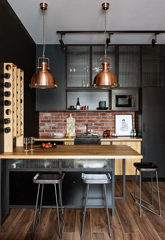 Гарний інтер'єр квартири-студії з дизайном у стилі лофт