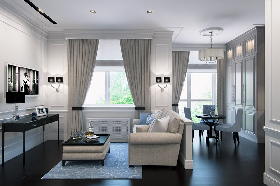 Оформлення квартири-студії у класичному стилі