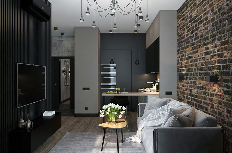 Стиль лофт у маленькій квартирі студії