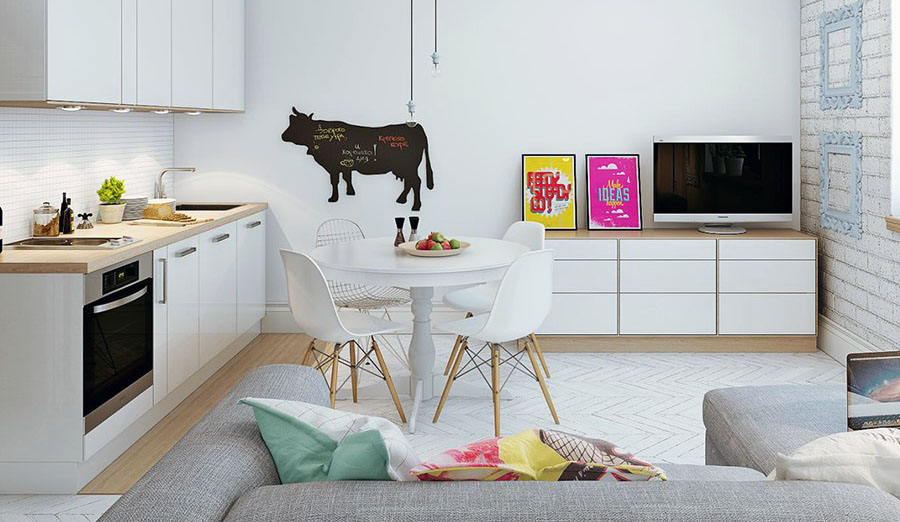 Світлі стіни у затишній квартирі студії