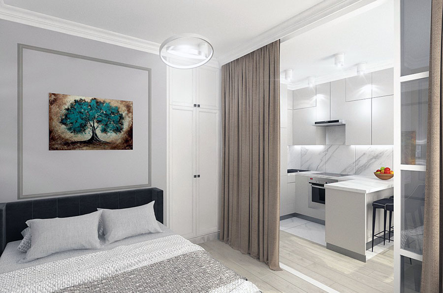 Зручне розташування меблів у квартирі студії