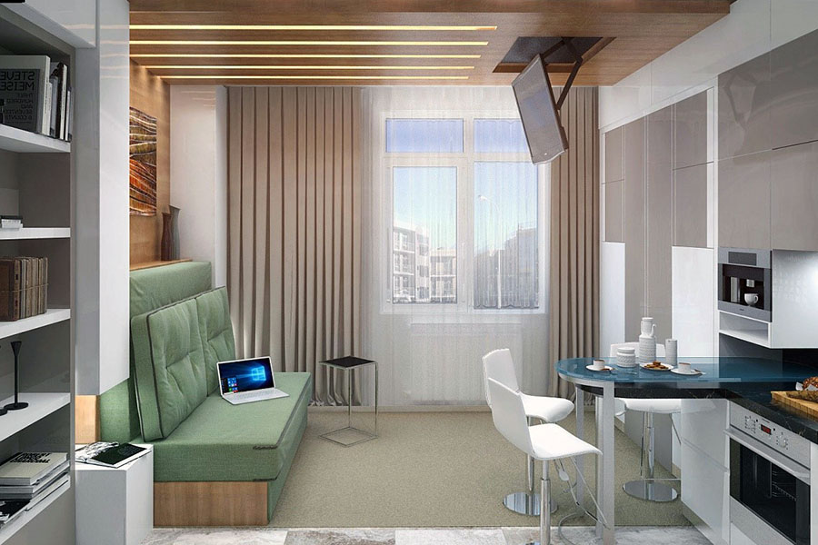 Затишна квартира студія зі світлою стелею