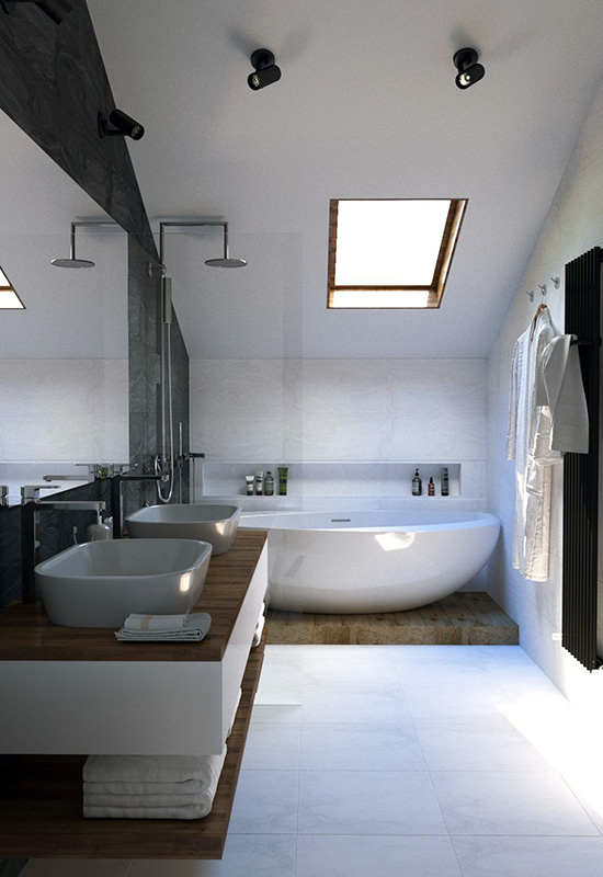 Ванна кімната на мансардному поверсі