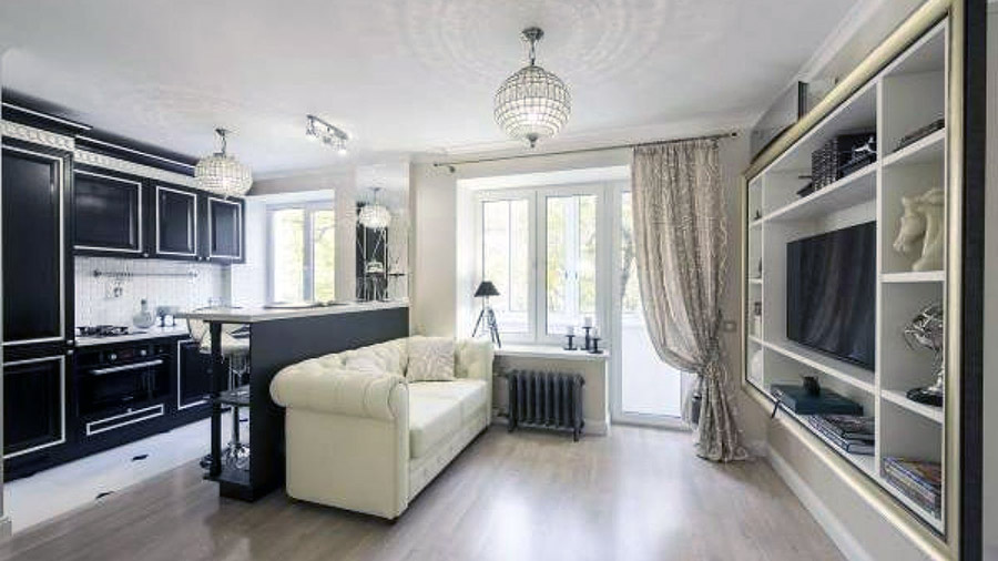 Приклад облаштування квартири студії із класичним дизайном