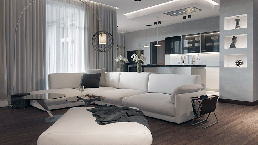 Пример обустройства квартиры-студии в современном стиле