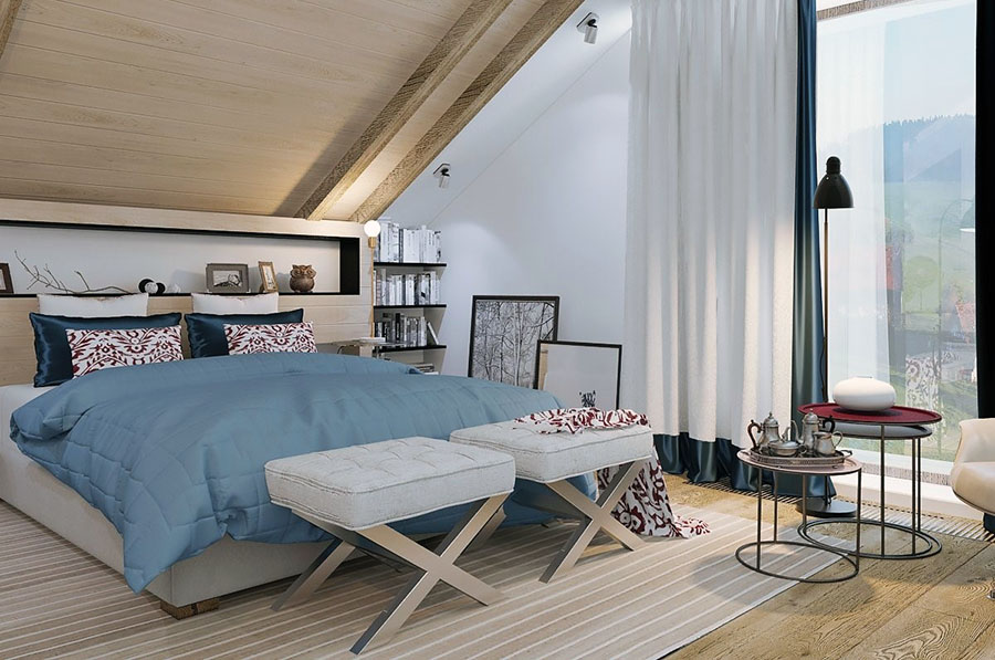 Простора та світла мансарда з однією похилою стіною