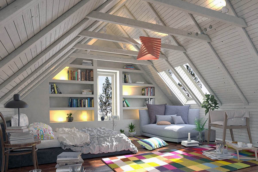 Сучасний дизайн та освітлення мансарди