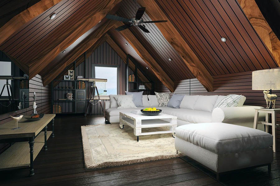 Затишна двосхила мансарда у темних тонах