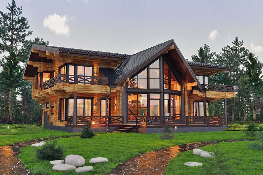 Красивий фінський будинок у класичному стилі з мансардою