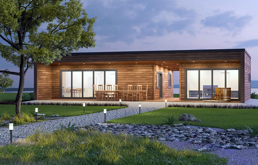 Просторий будинок фінського типу з терасою