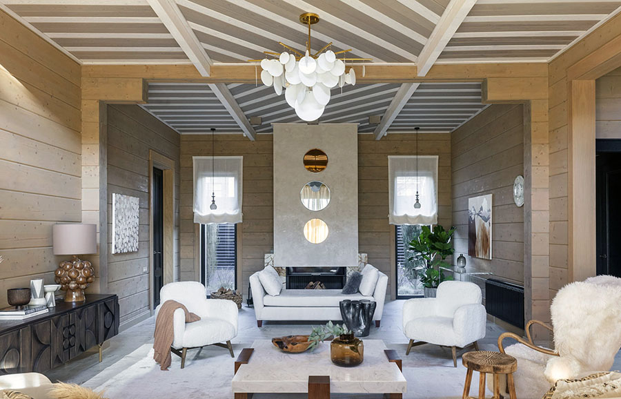 Ідеї оформлення стелі у сучасному еко-стилі