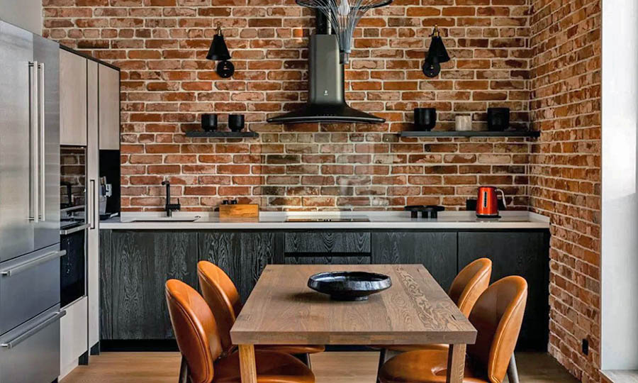 Как обустроить кухню без верхних систем хранения в стиле лофт