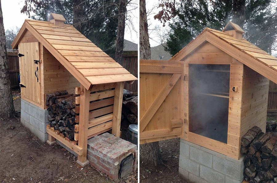 Пример деревянной коптильни холодного копчения