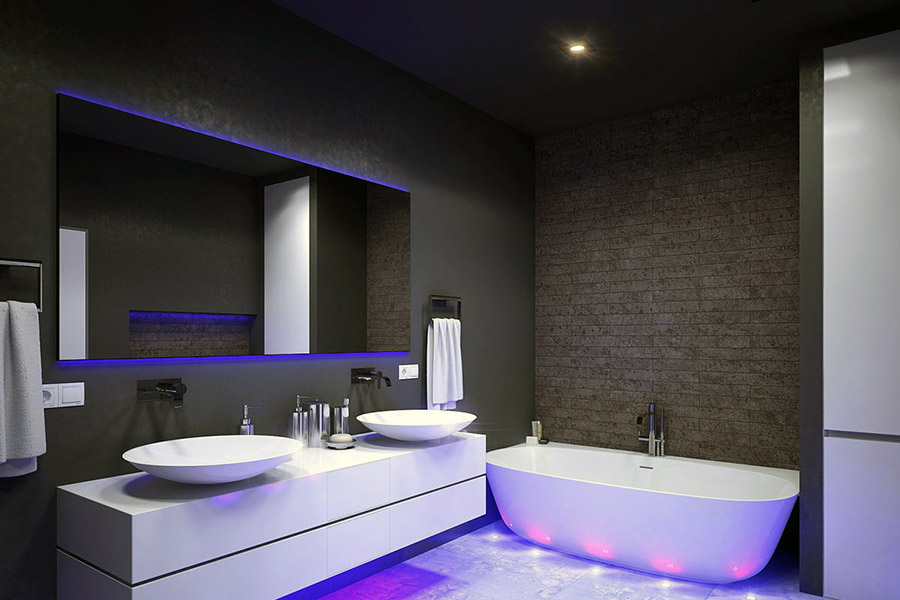 Використання підсвічування у ванній кімнаті у якості декора