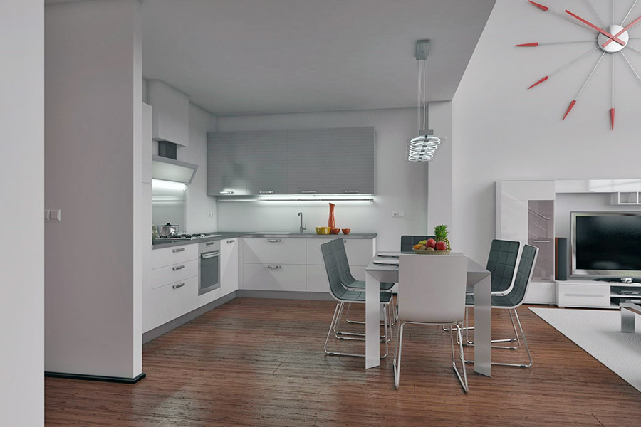 Використання дерев'яних елементів в інтер'єрі хай-тек кухні