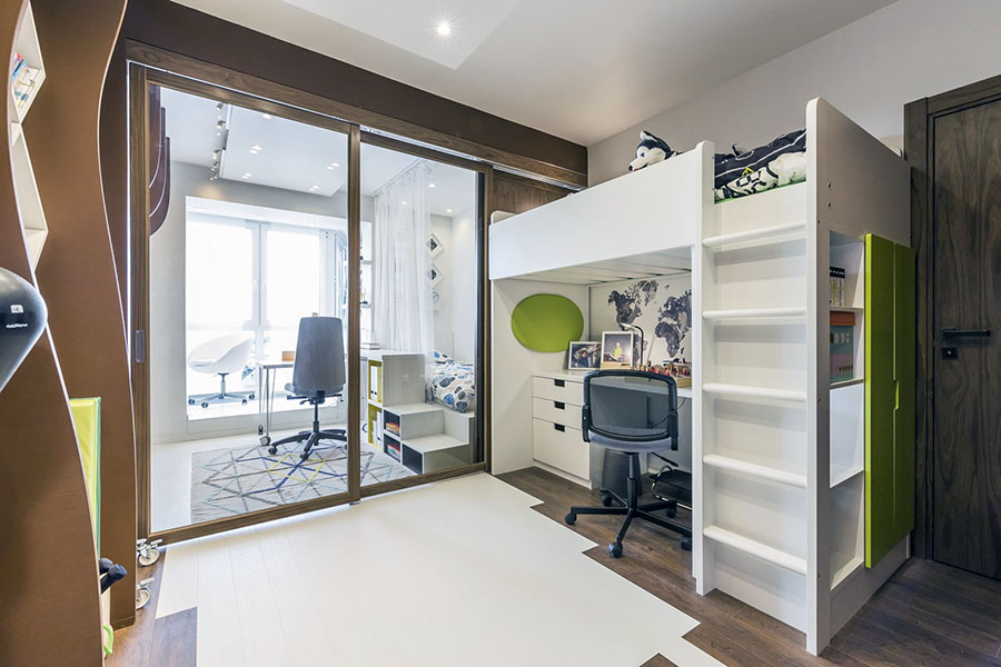 Комбінування спального місця та робочої зони у підлітковій кімнаті