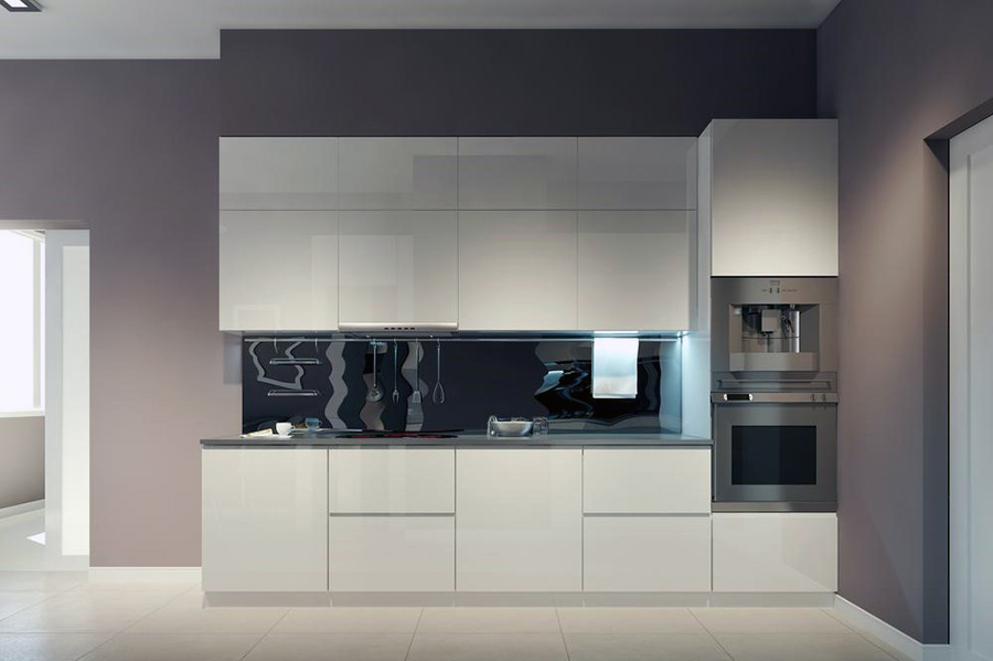 Красиві меблі в яскравих тонах для облаштування хай-тек кухні