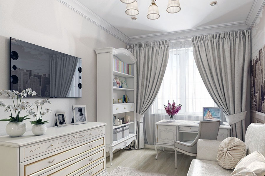 Приклад красивої підліткової кімнати з інтер'єром у класичному стилі