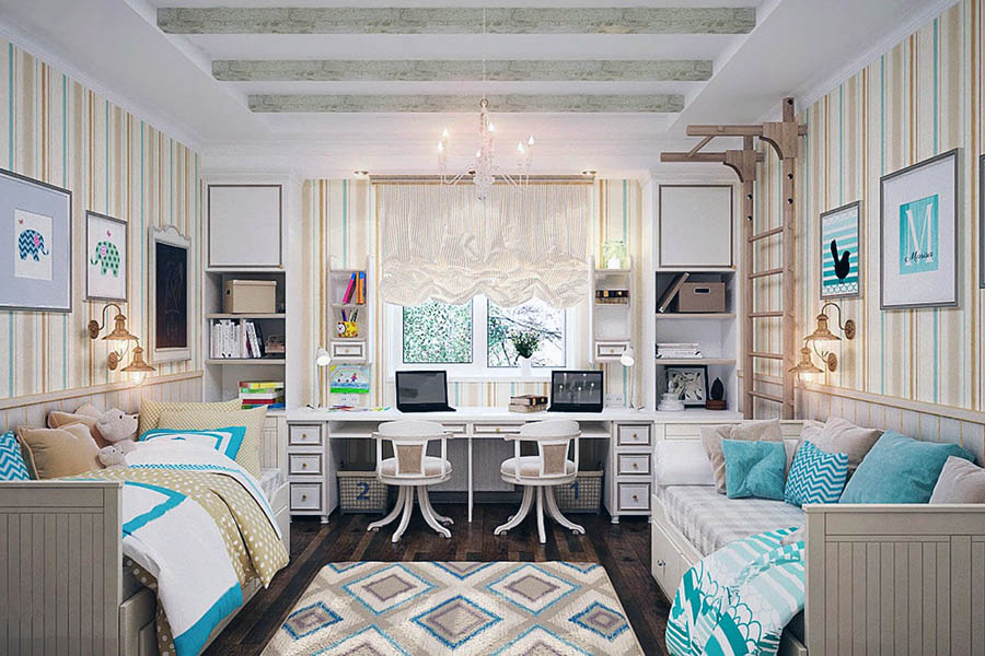 Гарний дизайн кімнати для двох підлітків дітей