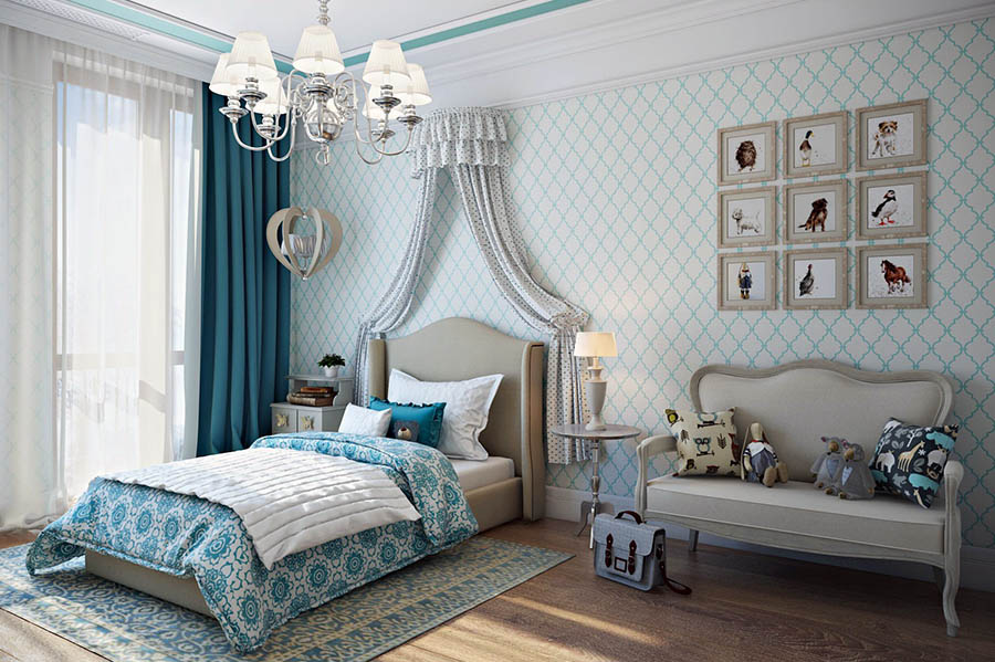 Приклад підліткової кімнати із класичним стилем інтер'єру