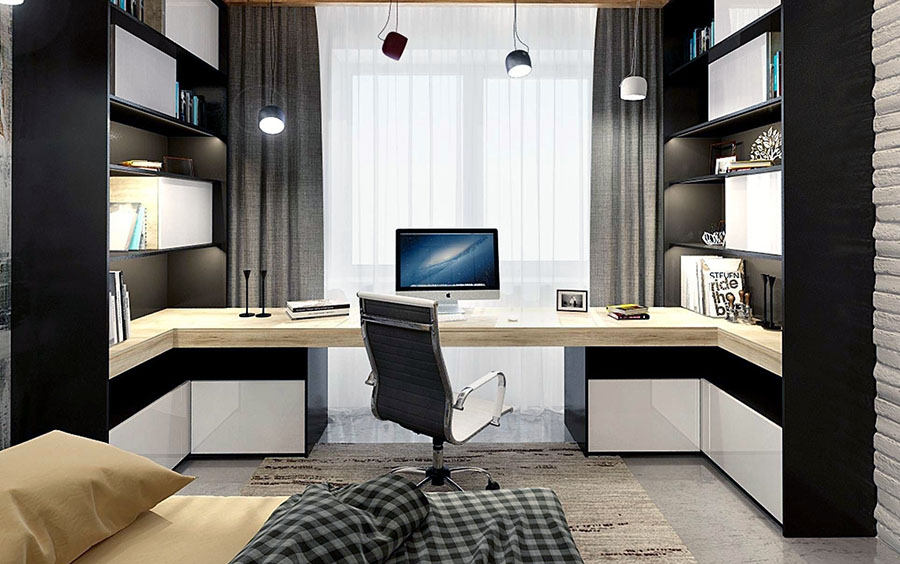 Простора робоча зона в інтер'єрі кімнати для підлітка