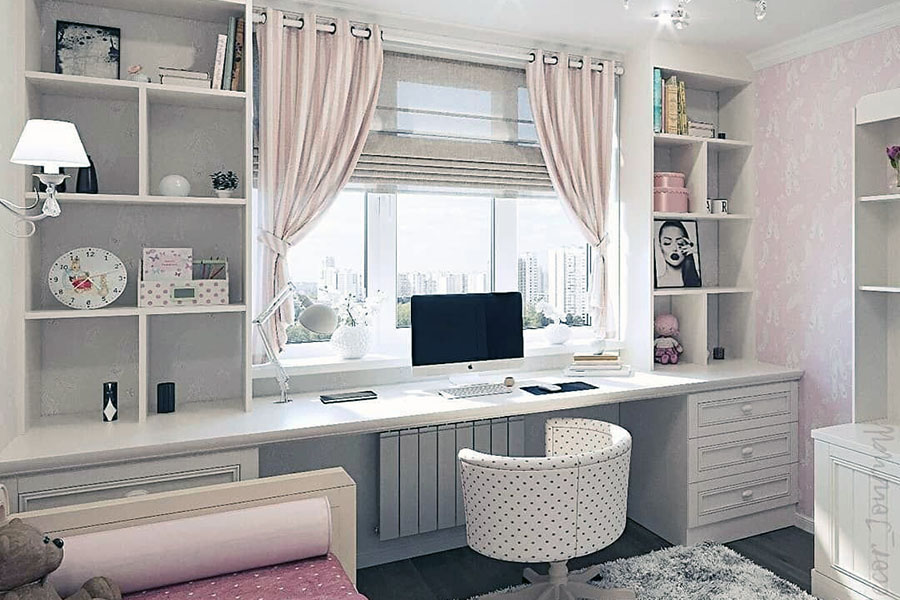 Світлий дизайн інтер'єру кімнати для дівчаток