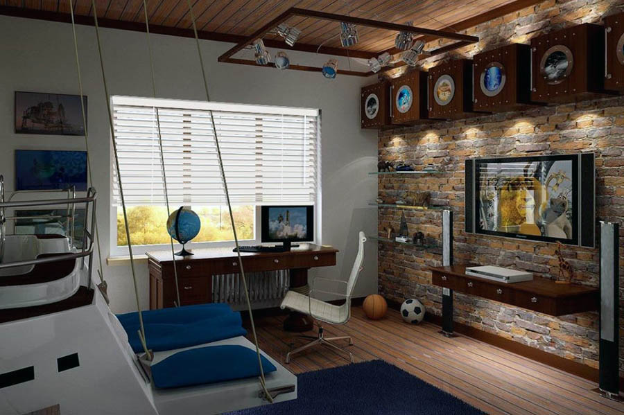 Затишна підліткова кімната з інтер'єром у стилі лофт