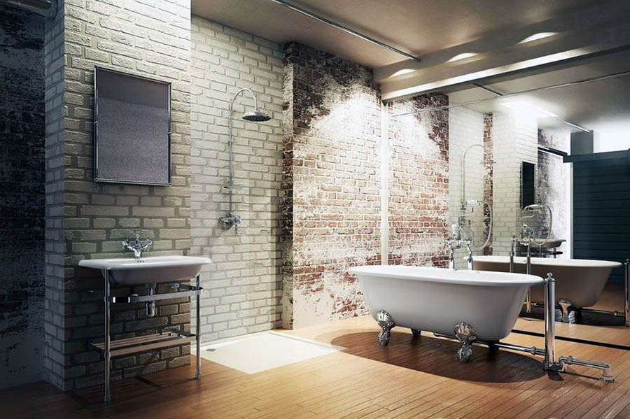 Зоноване освітлення для ванної в стилі лофт