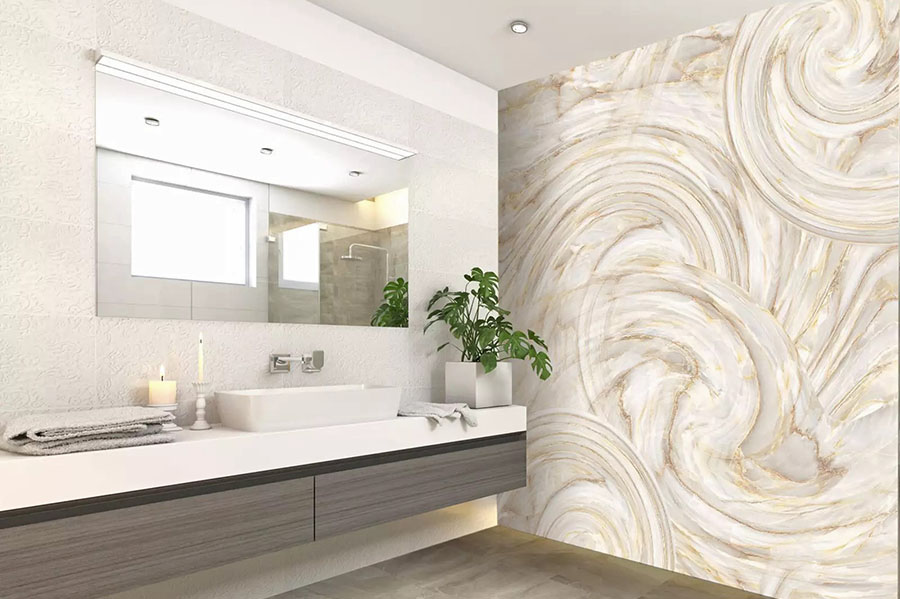 Використання настінної плитки молочних відтінків у ванній кімнаті