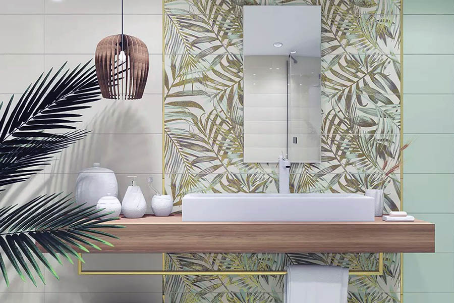 Використання плитки у зелених відтінках в оформленні дизайну ванної кімнати