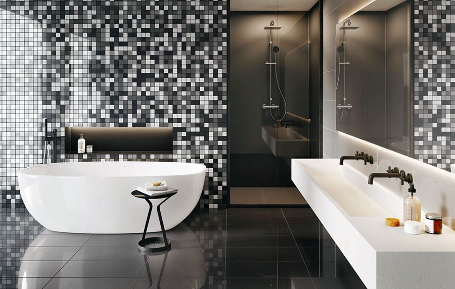 Як правильно оформити стіни ванної кімнати плиткою мозаїкою