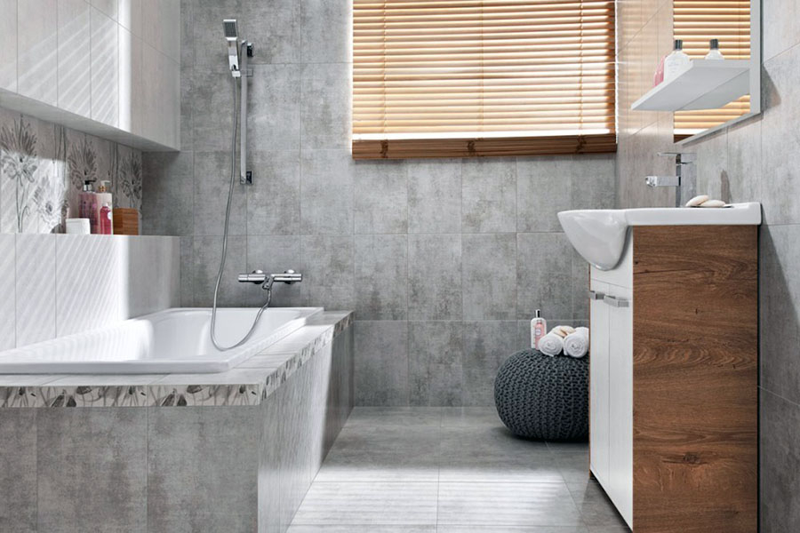 Практичний та стильний дизайн плитки у ванній кімнаті