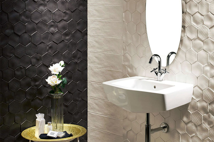 Как добавить объема ванной комнате при помощи рельефной плитки